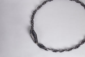 Gunmetal Chain Necklace with Rhinestones