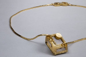 Vintage Gold Cube Necklace