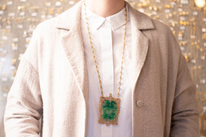 Jade and Gold Costume Pendant Necklace