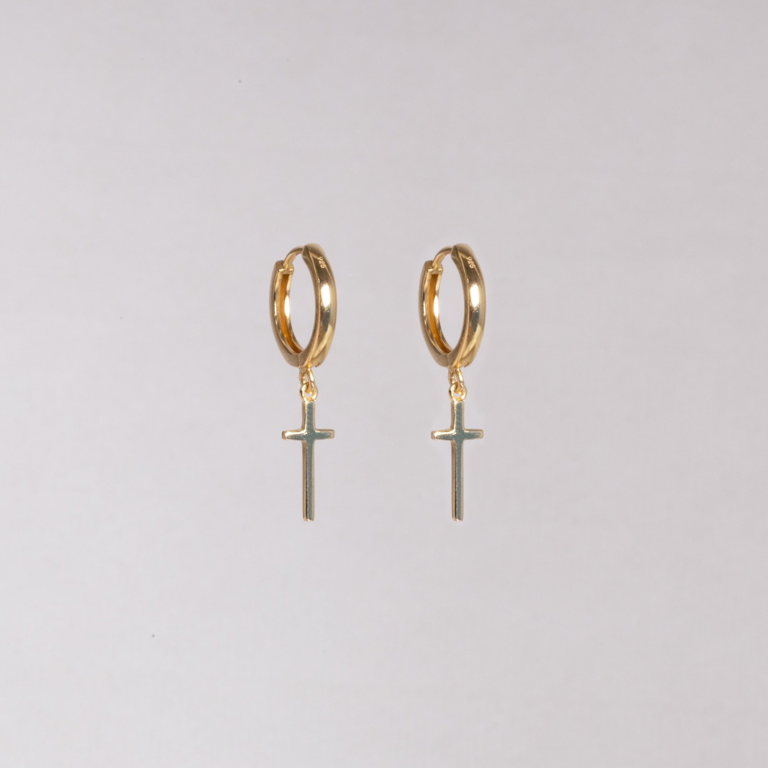 14k gold Hoop hotsell cross earrings