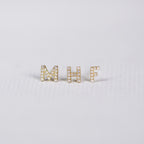 Gold Diamond Letter Stud Earring
