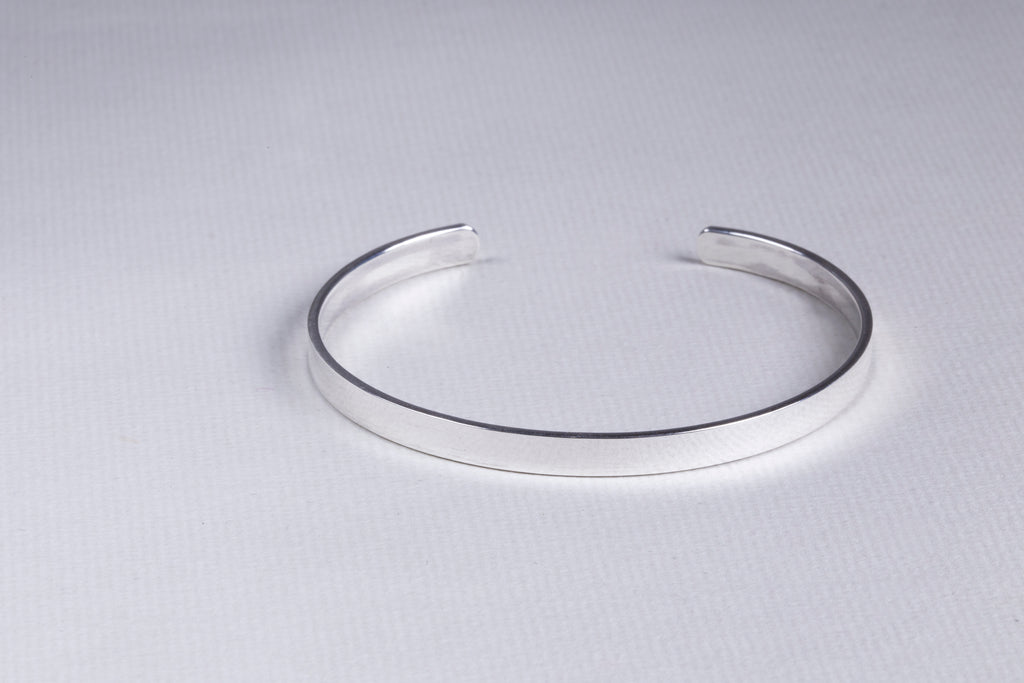 Silver Flat Bangle Bracelet
