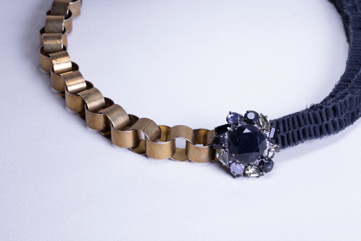 Metal Rings and Ribbon Necklace