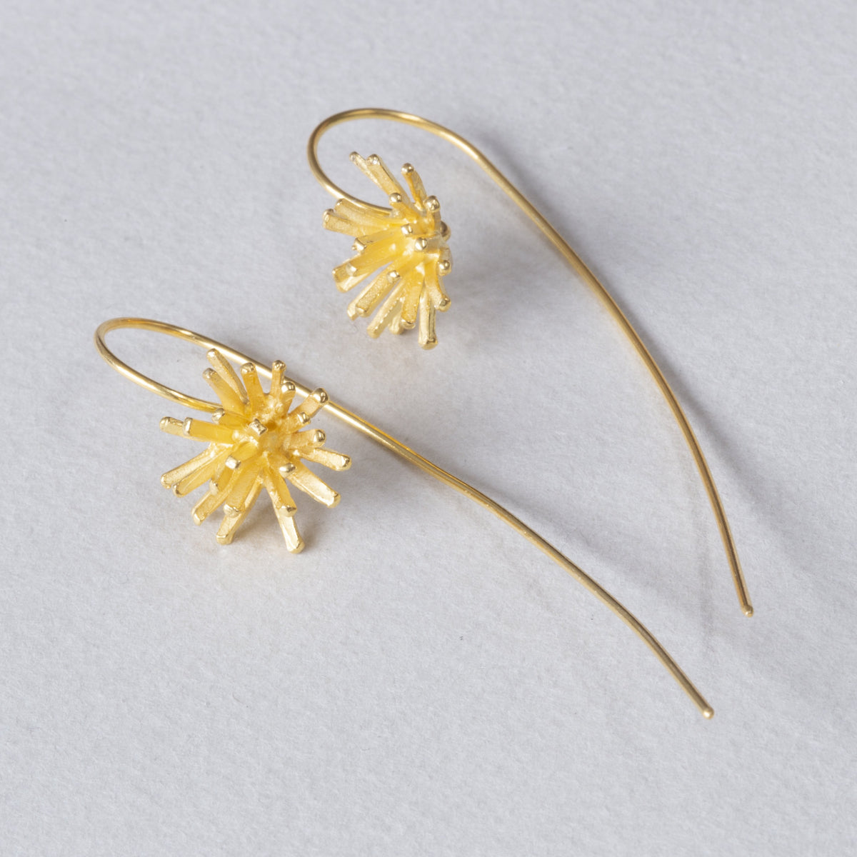 Gold Flower Long Drop Earring