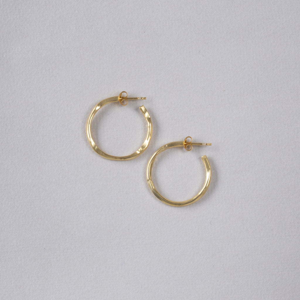 Organic Gold Plated Silver  Hoop Earrings