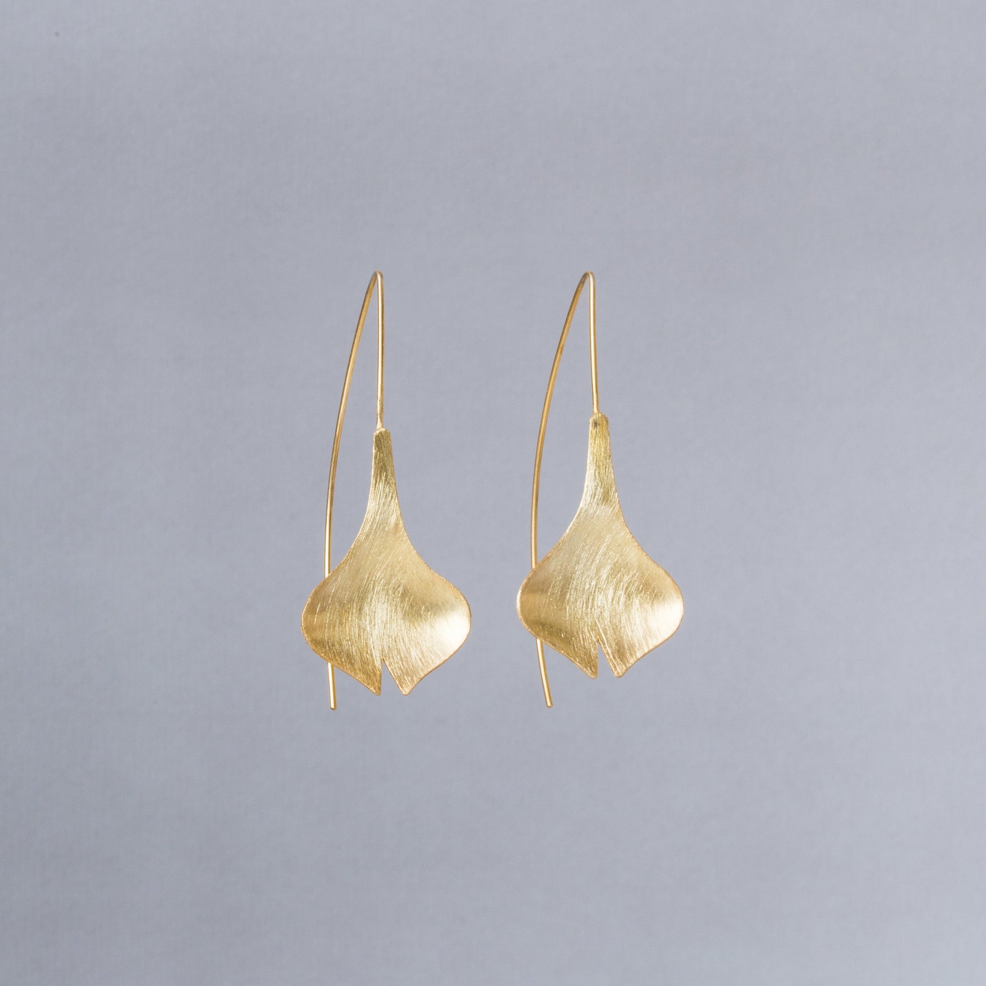 Brushed Gold Tulip Drop Earrings