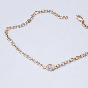 Gold Chain Bracelet with Sliced Diamond #2