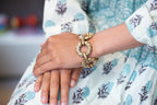 Vintage YSL Gold Link Bracelet with Rhinestone