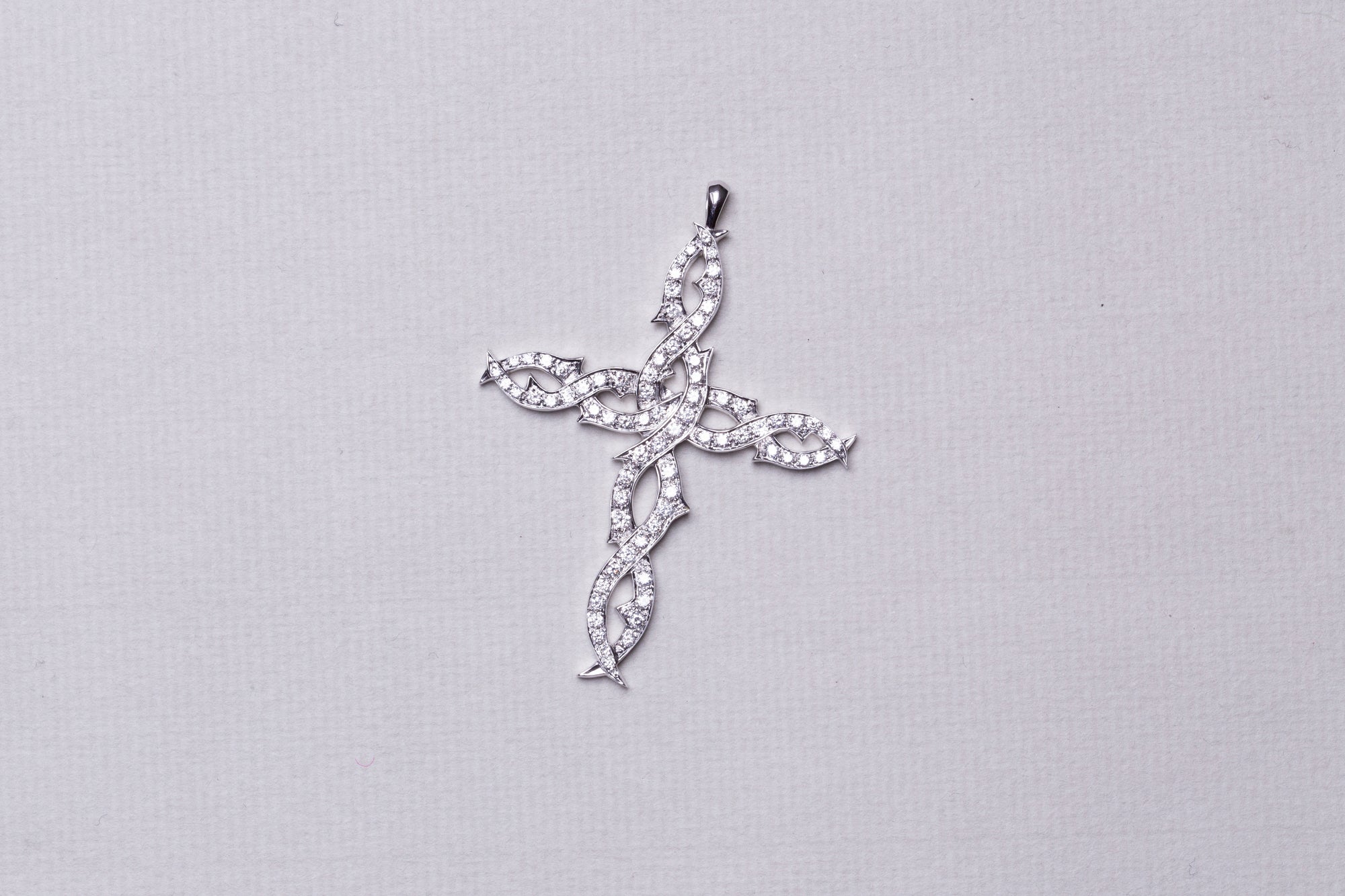 Diamond Cross Pendant in White Gold