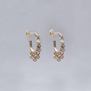 18ct Gold Multi Disc Diamond Hoop Earrings