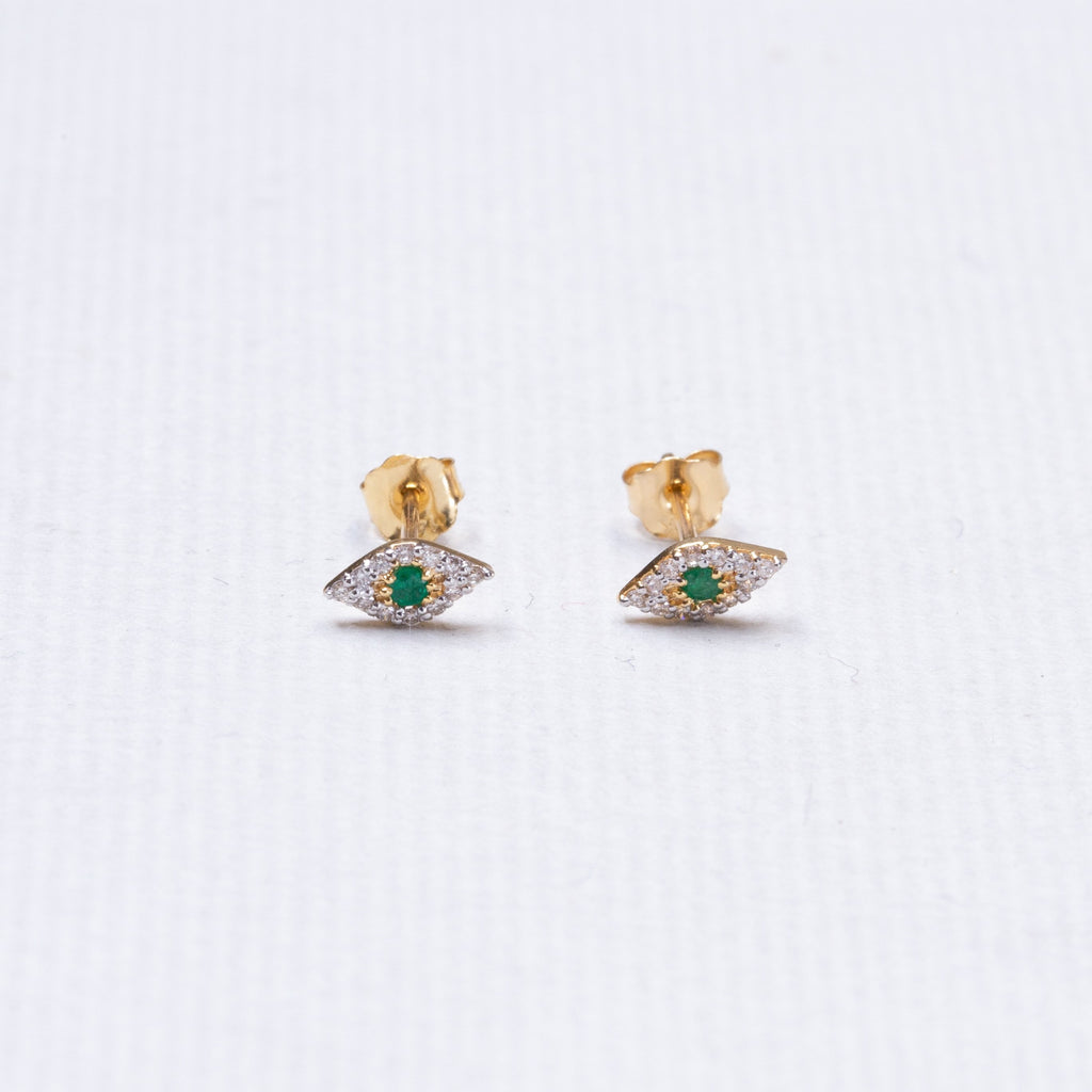 Tiny Eye Gold Diamond Stud Earrings