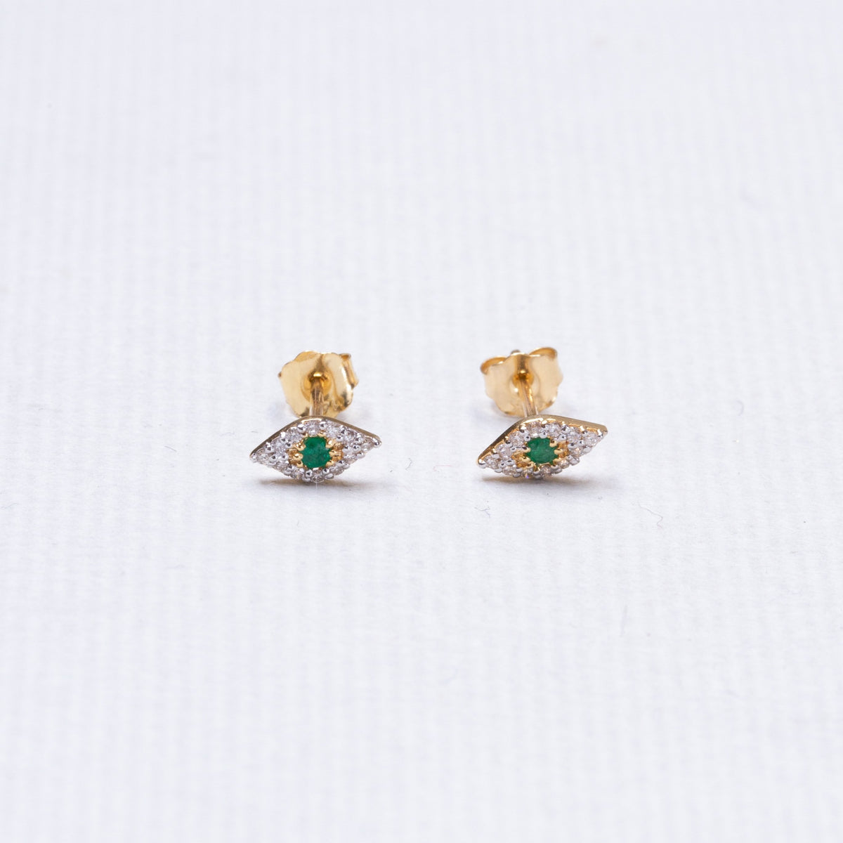 Tiny Eye Gold Diamond Stud Earrings