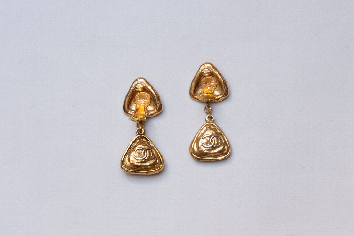 Vintage Gold Double CC Clip-on Earrings