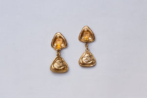 Vintage Gold Double CC Clip-on Earrings
