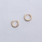 Huggie Hoop Earrings with Green Cubic Zirconia