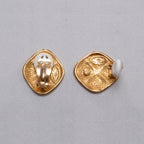 Vintage Gold Rhombus Clip-on Earrings