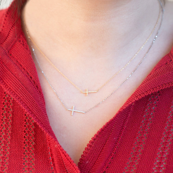 Sideway on sale cross necklace