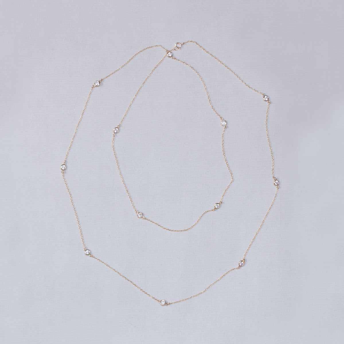 Round Cubic Zirconia Station Necklace