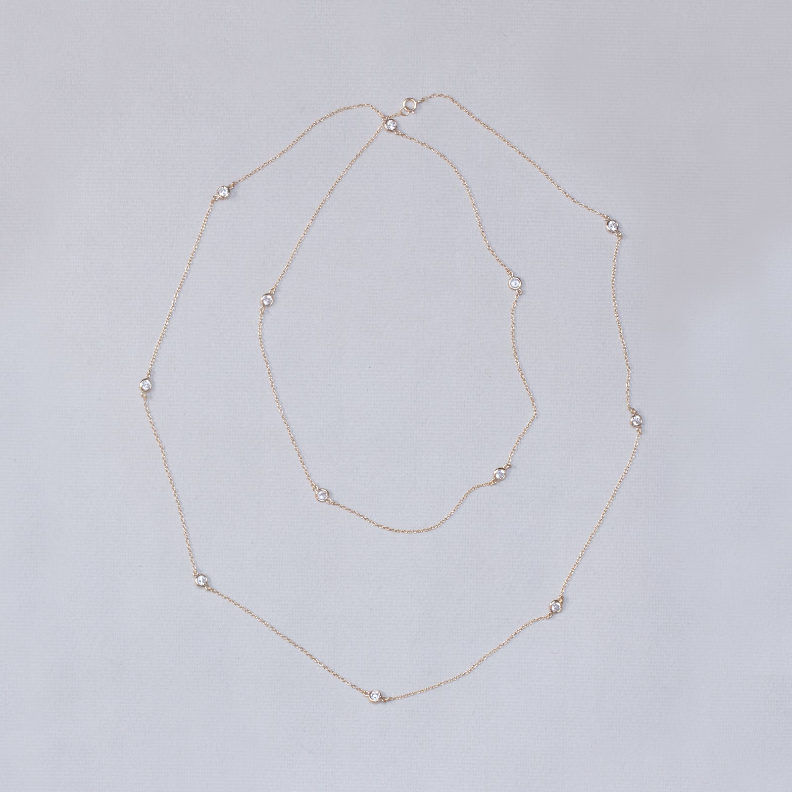 Round Cubic Zirconia Station Necklace