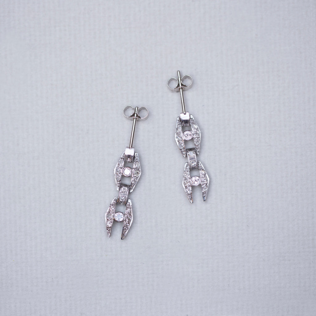 Vintage White Gold Stud Earrings with Diamonds