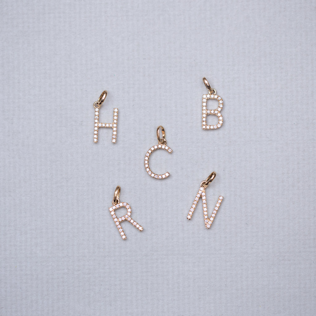 Diamond Letter Pendant on Yellow and White Gold
