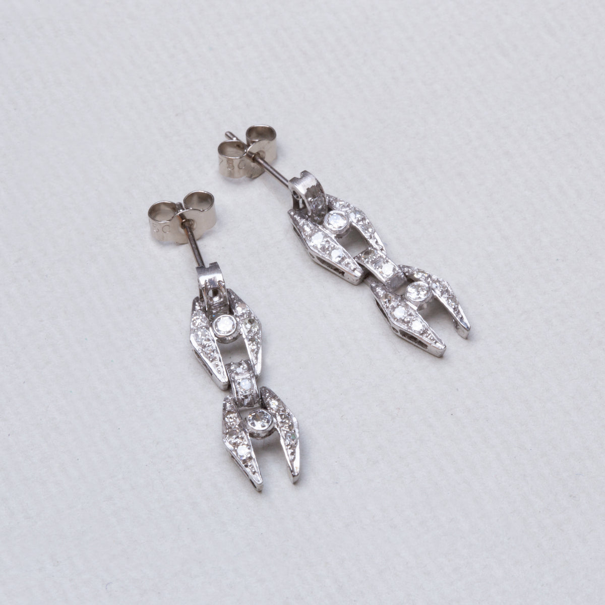 Vintage White Gold Stud Earrings with Diamonds