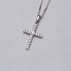 Vintage Cross Diamond Necklace in White Gold