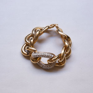 Vintage Gold Chain Bracelet with Rhinestones