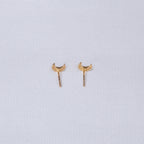 Pave Crescent Moon Stud Earrings
