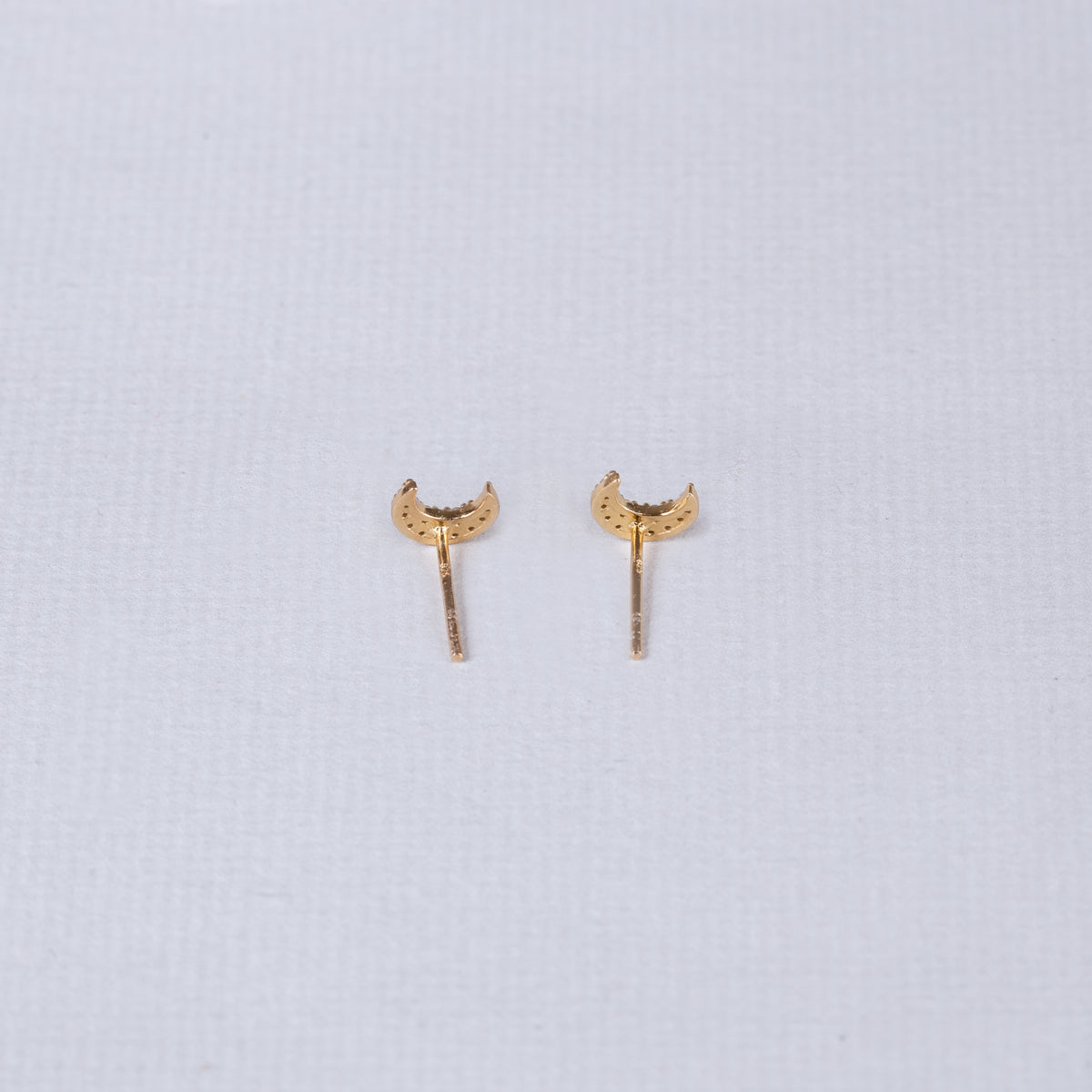 Pave Crescent Moon Stud Earrings