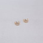 Pave Crescent Moon Stud Earrings