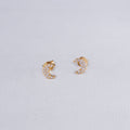 Pave Crescent Moon Stud Earrings