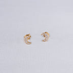 Pave Crescent Moon Stud Earrings