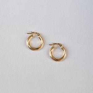 Gold Twisted Hoop Earrings - Small