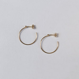 Thin Round Stud Hoop Earrings with Cubic Zirconia