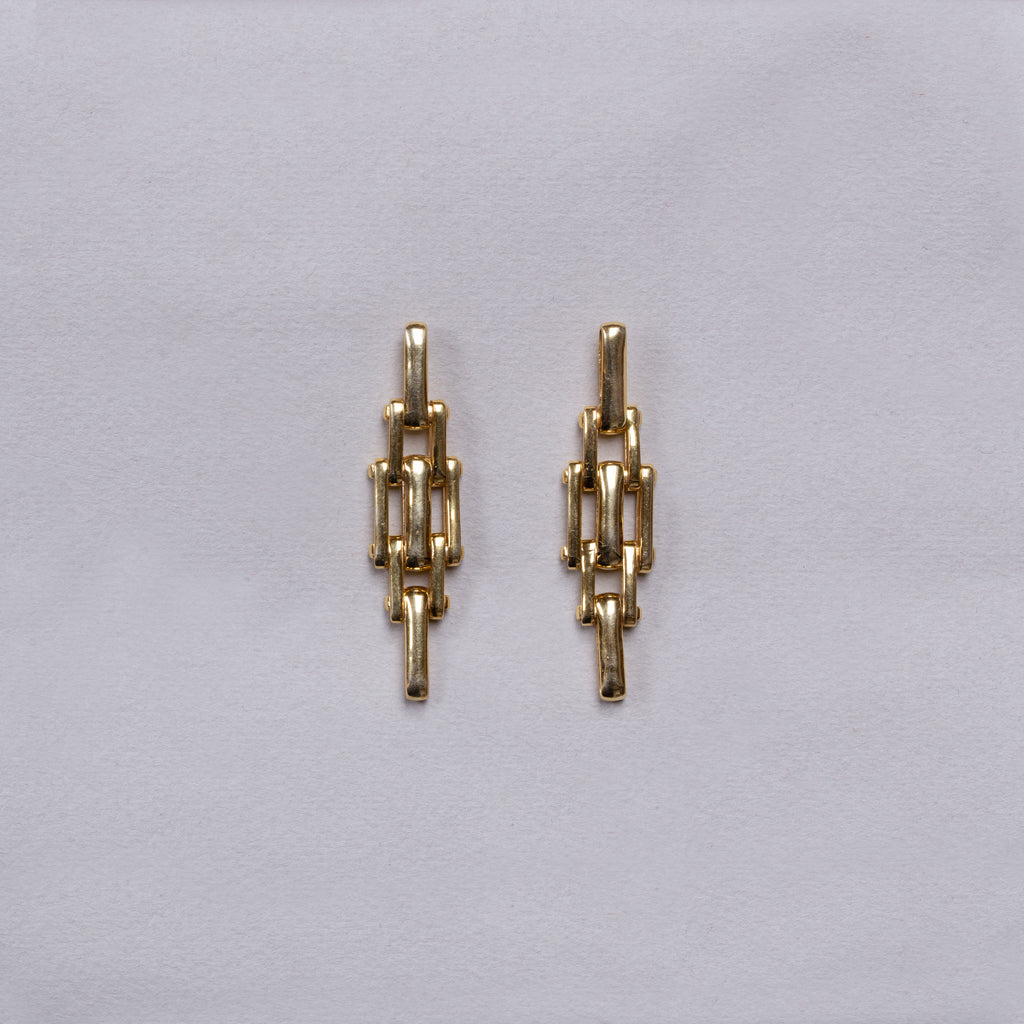 18ct Gold Plated Chain Stud Earrings