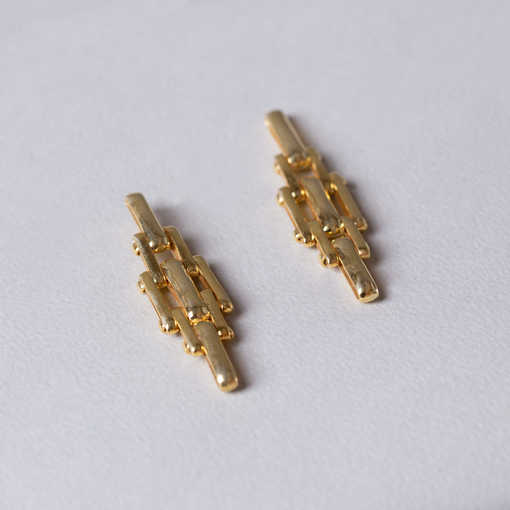 18ct Gold Plated Chain Stud Earrings