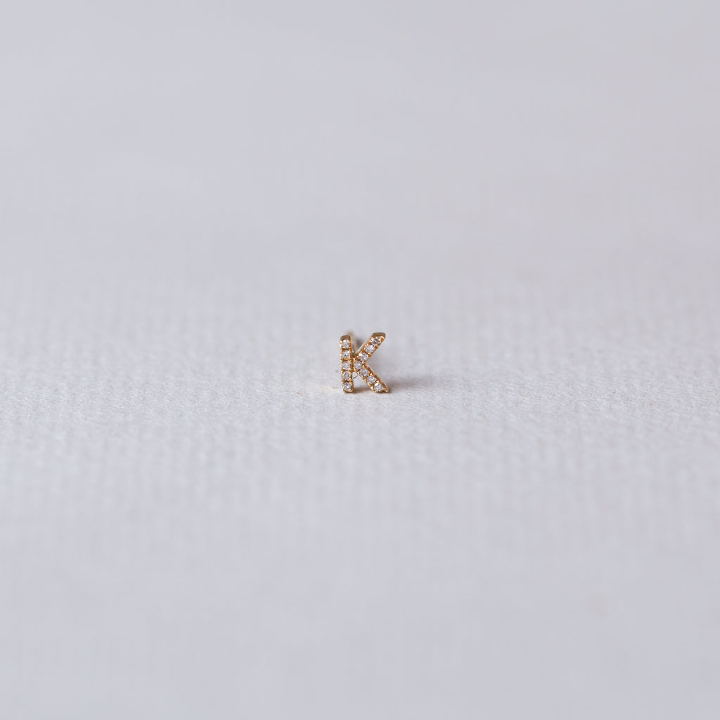 Gold Diamond Letter Stud Earring