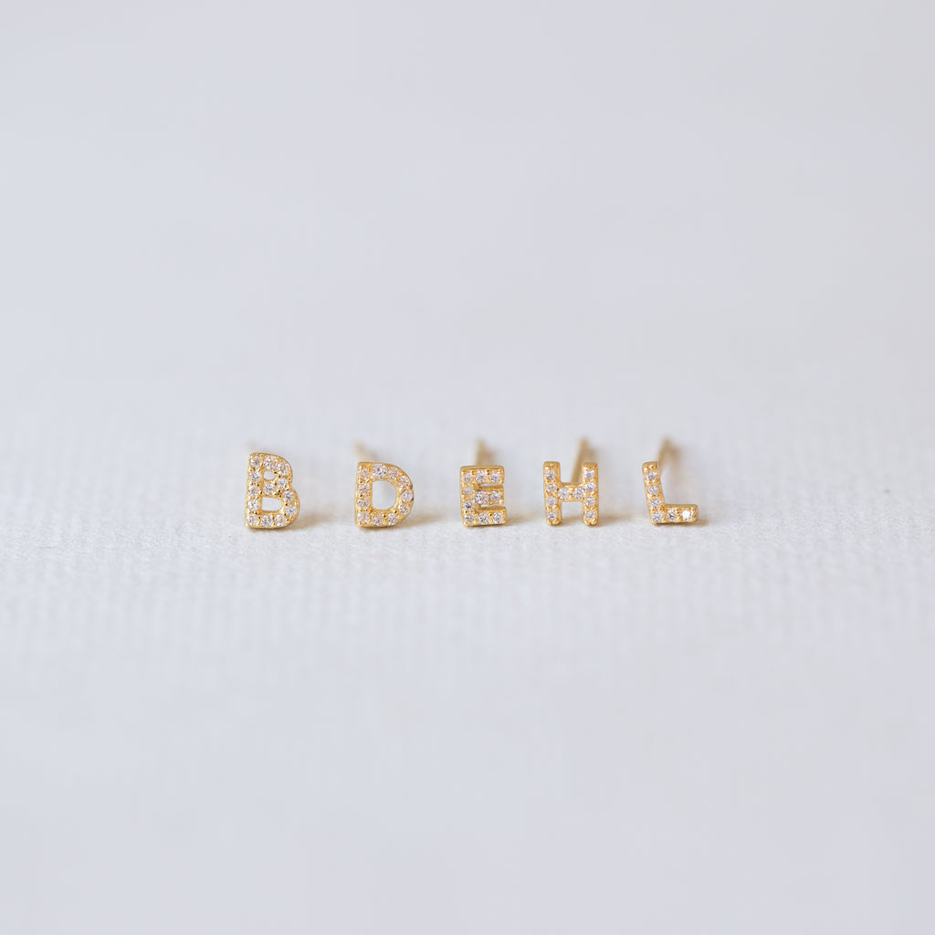 Initial Stud Earrings