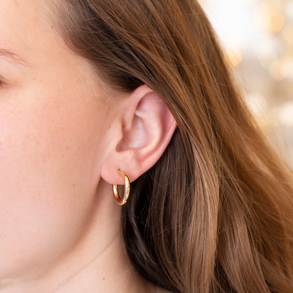 Tube Hinged Hoop Earrings in Gold & Silver