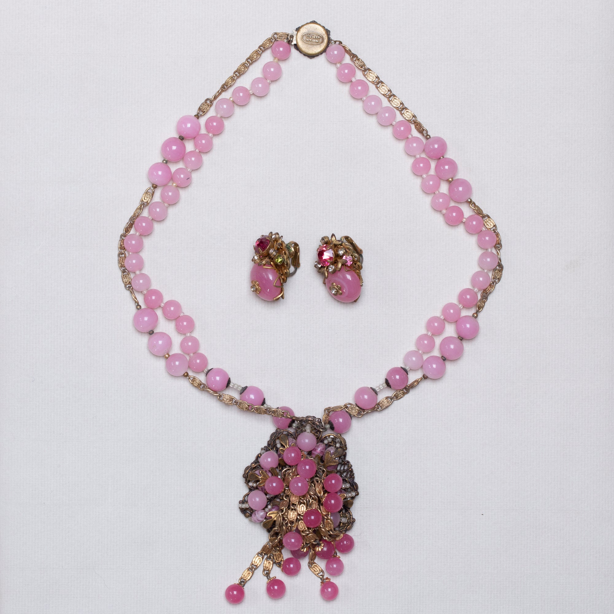 Vintage Pink Necklace and Earrings