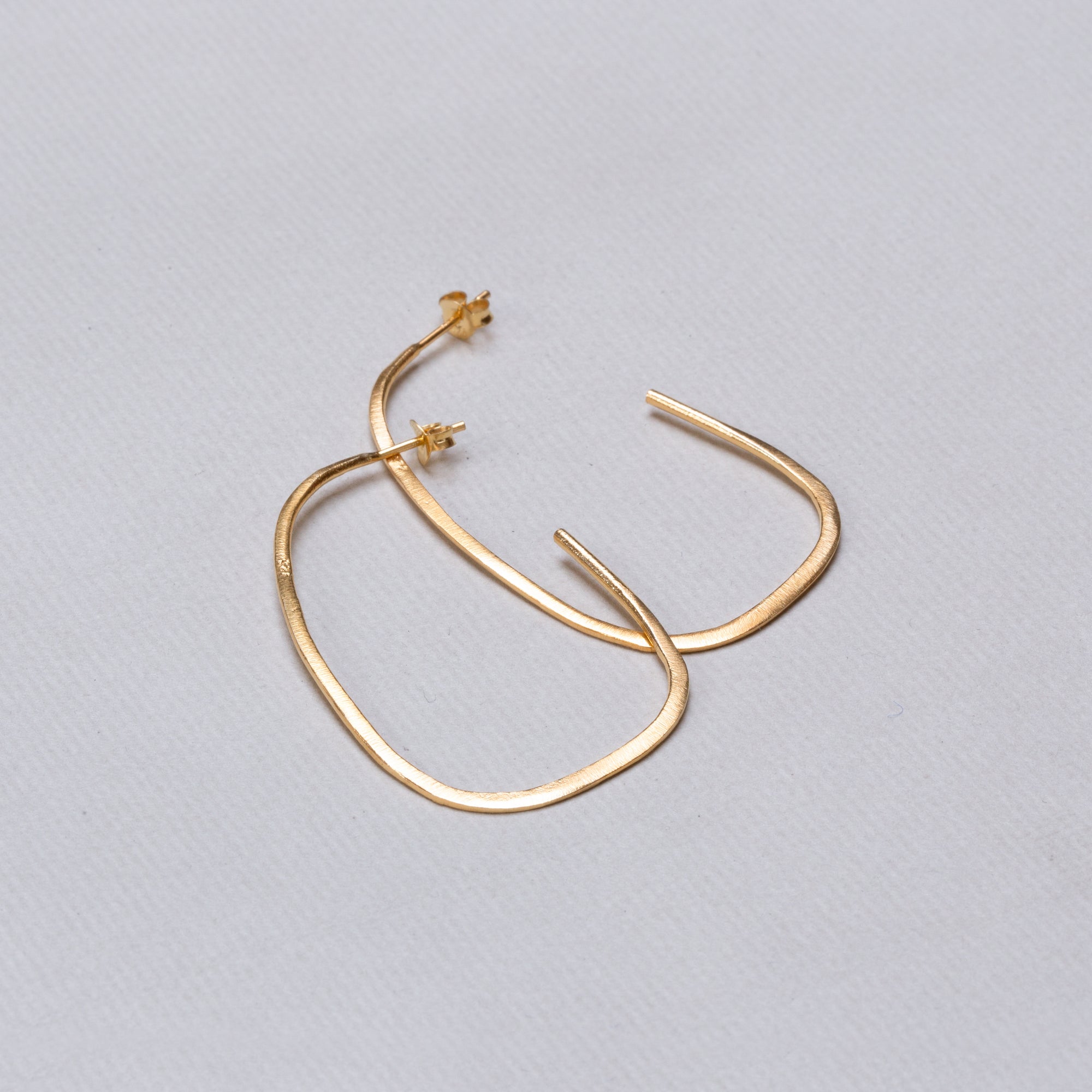 Gold Thin Flat Stud Earrings