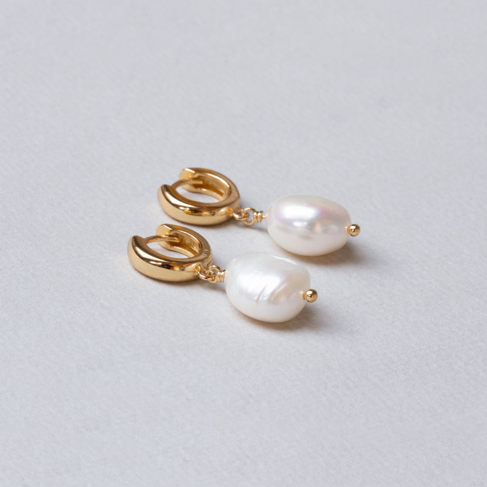 Baroque Pearl Huggie Hoop Earrings