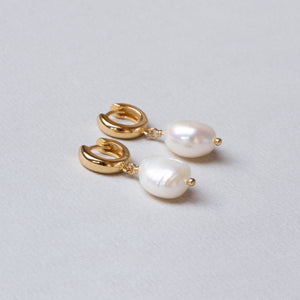 Baroque Pearl Huggie Hoop Earrings
