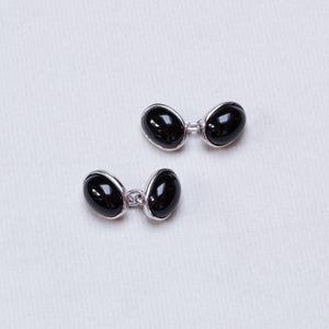Dome - vintage cufflinks with onyx set in sterling silver