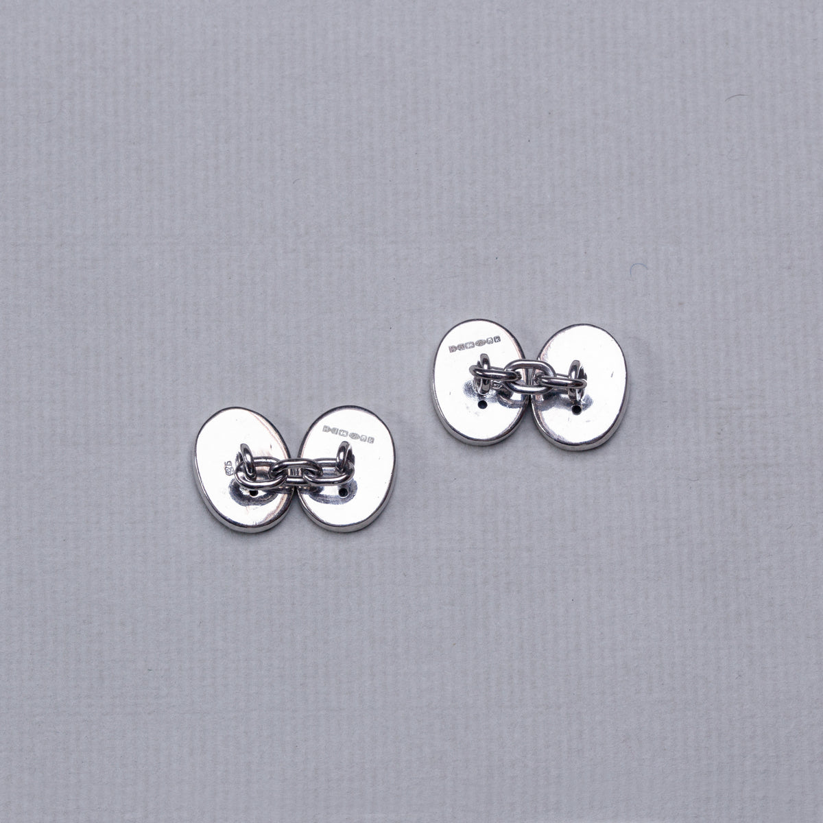 Flat - vintage cufflinks with onyx set in sterling silver