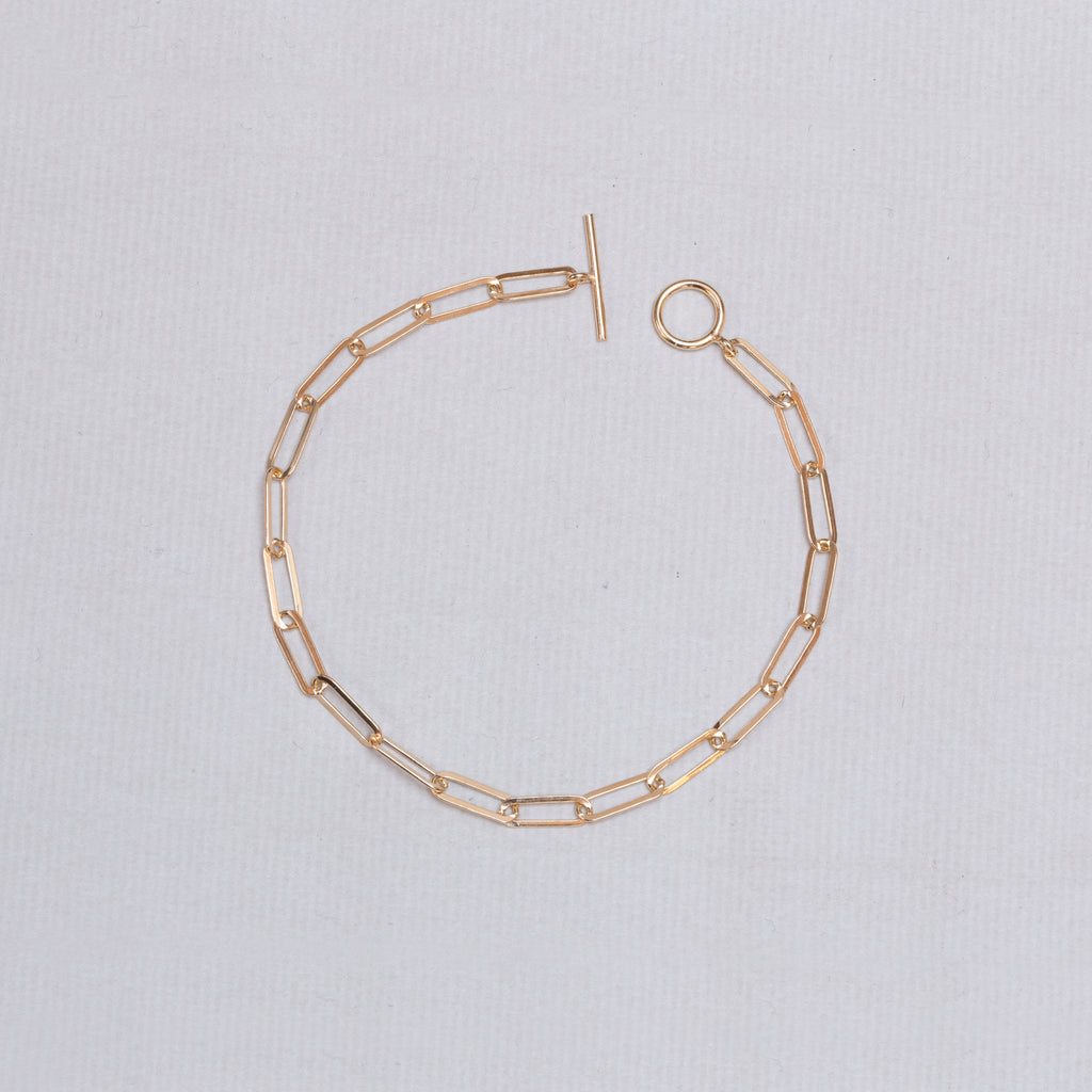 Gold-Plated Silver Chain Bracelet with T-bar