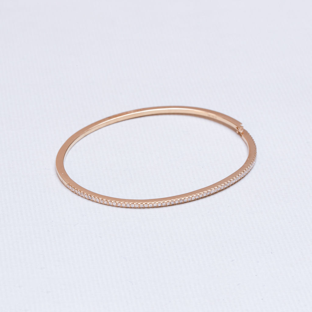 18ct Gold Flat Bangle Bracelet with Diamonds