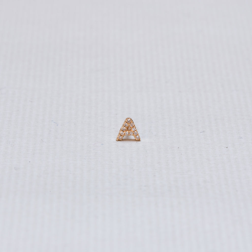 Gold Diamond Letter Stud Earring