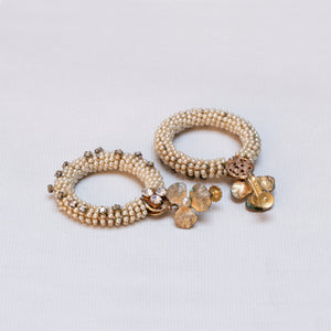 Vintage Gold Beaded Pearl Clip-on Earrings